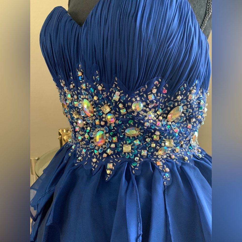 Royal Blue Dress Rhinestone - Picture 2 of 4